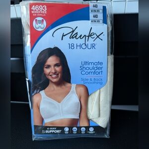 Playtex 18 Hour 4693 Wirefree Bra 44D Natural Beige NWT‎